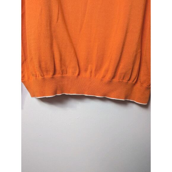 Paul Fredrick Mens V-Neck Sweater Size XXLT Tall Orange White Supima Cotton - Picture 6 of 10